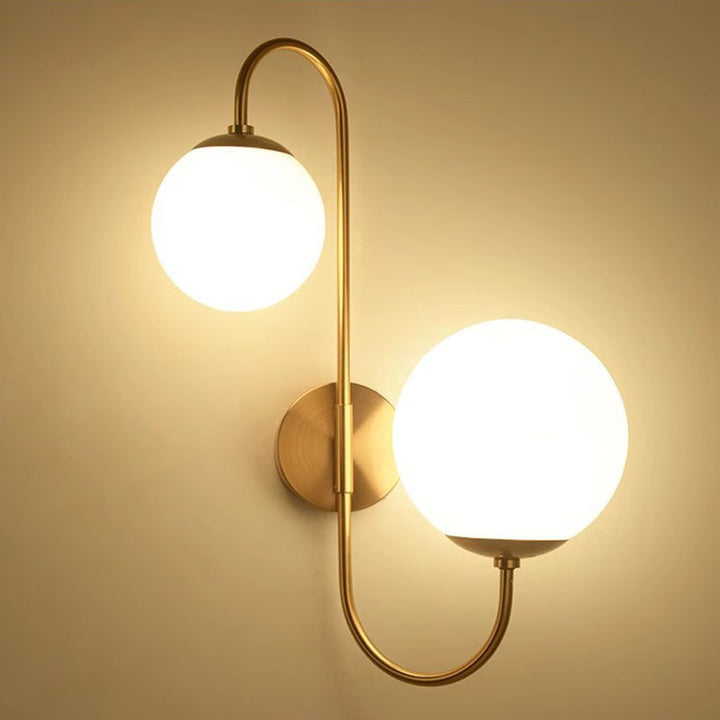Contemporary Industrial Magic Bean Round Bent Glass Iron 2-Light Wall Sconce Lamp For Bedroom