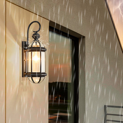 Lámpara de pared contemporánea escandinava hexagonal redonda de vidrio impermeable de latón de 1 luz para patio exterior 