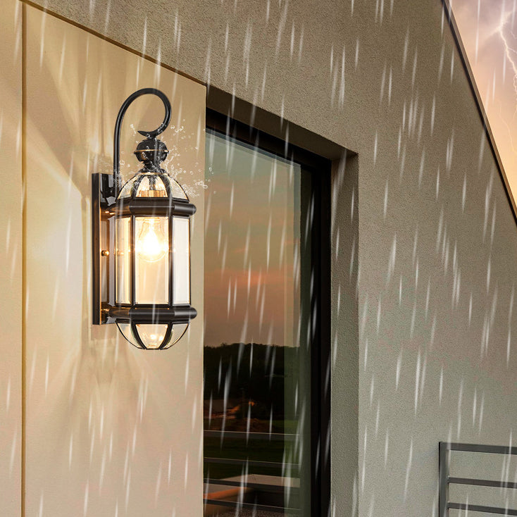 Lámpara de pared contemporánea escandinava hexagonal redonda de vidrio impermeable de latón de 1 luz para patio exterior 