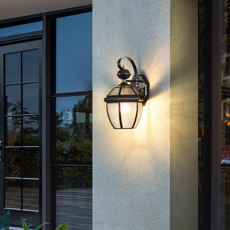 Lámpara de pared contemporánea escandinava hexagonal redonda de vidrio impermeable de latón de 1 luz para patio exterior 