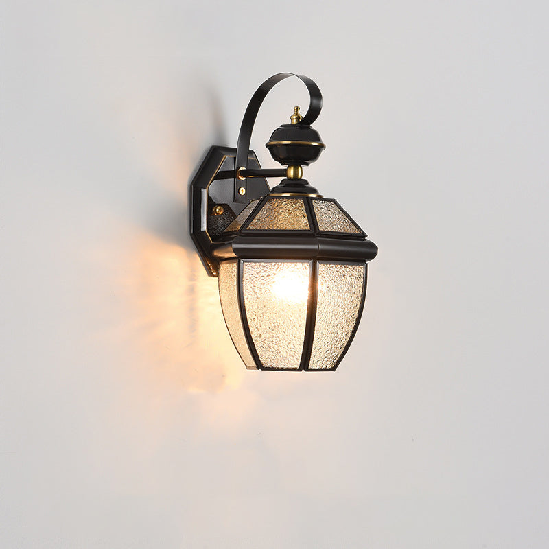Lámpara de pared contemporánea escandinava hexagonal redonda de vidrio impermeable de latón de 1 luz para patio exterior 