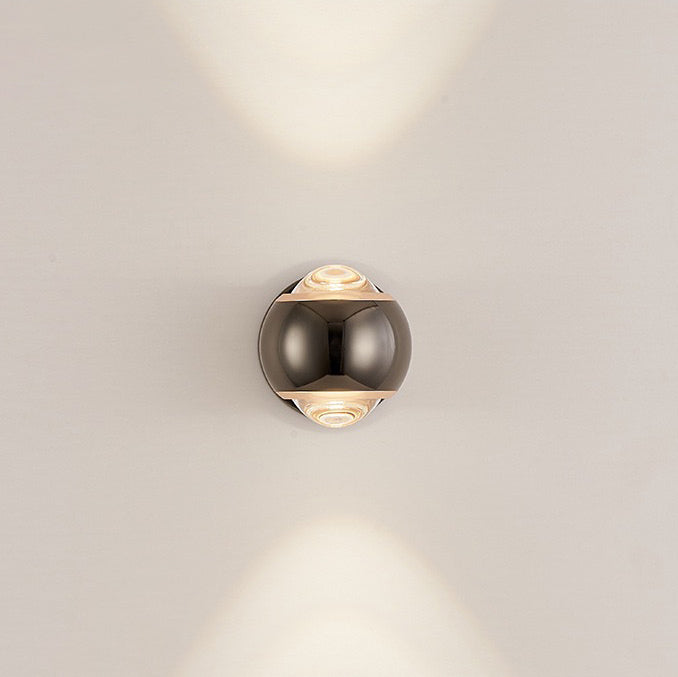 Applique murale LED contemporaine créative ronde orbe rotative en verre, fer et aluminium pour chambre à coucher 