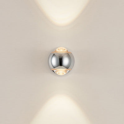 Applique murale LED contemporaine créative ronde orbe rotative en verre, fer et aluminium pour chambre à coucher 