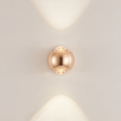 Applique murale LED contemporaine créative ronde orbe rotative en verre, fer et aluminium pour chambre à coucher 