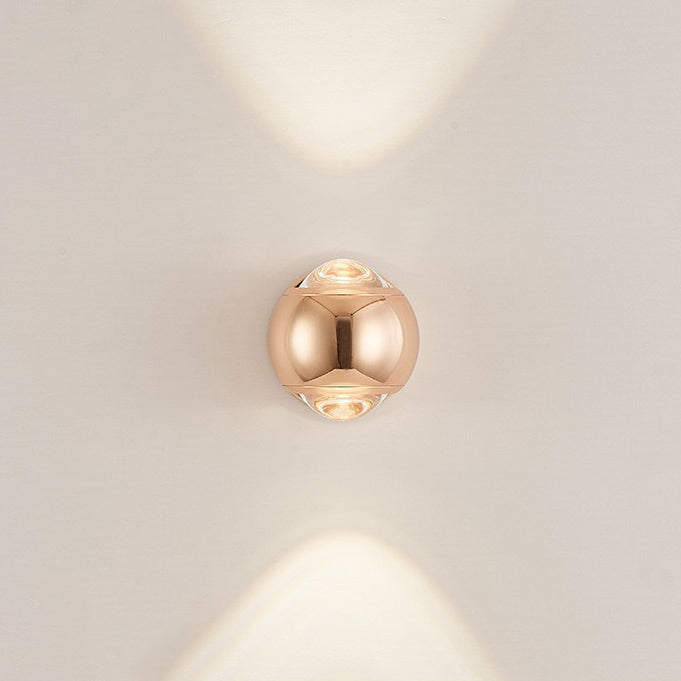 Applique murale LED contemporaine créative ronde orbe rotative en verre, fer et aluminium pour chambre à coucher 