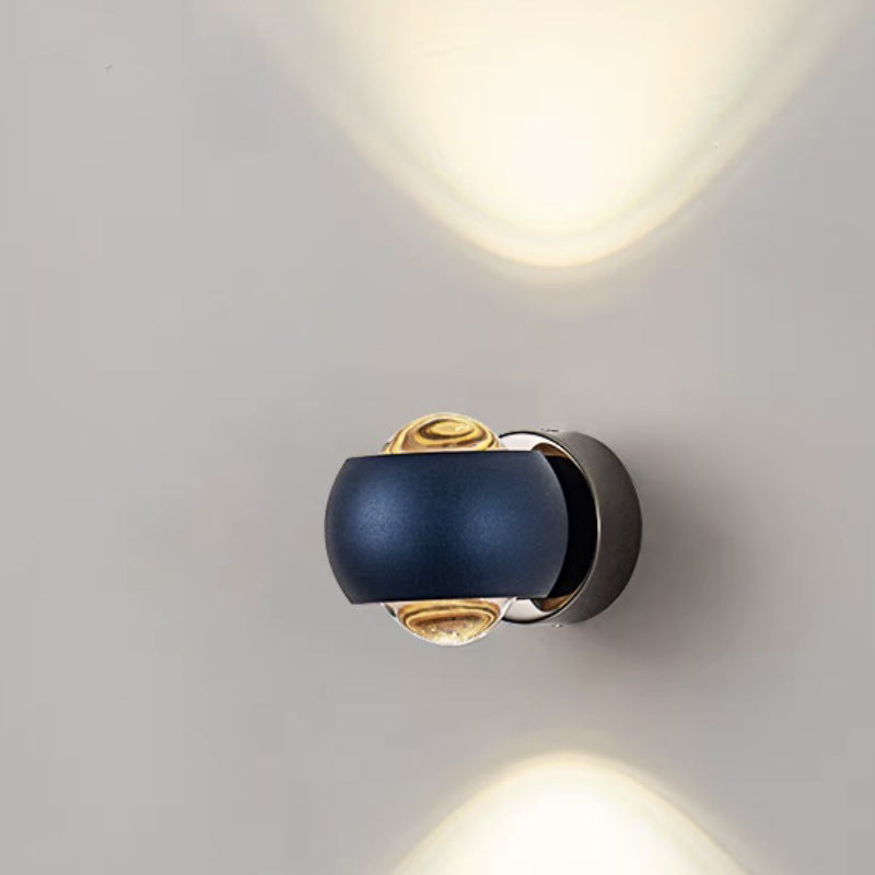Contemporary Creative Round Orb Rotatable Glass Iron Aluminum LED Wall Sconce Lamp For Bedroom