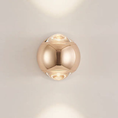 Applique murale LED contemporaine créative ronde orbe rotative en verre, fer et aluminium pour chambre à coucher 