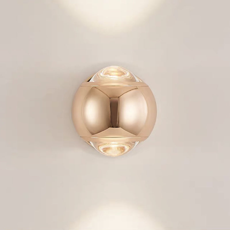 Applique murale LED contemporaine créative ronde orbe rotative en verre, fer et aluminium pour chambre à coucher 