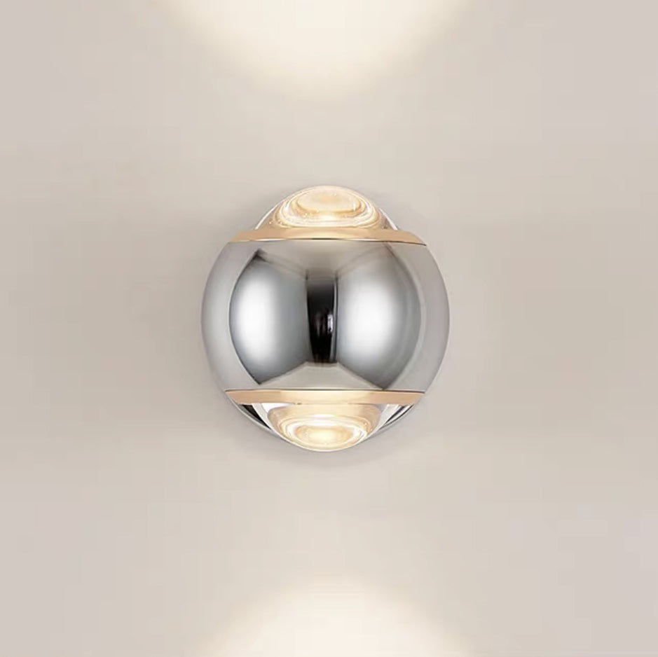 Contemporary Creative Round Orb Rotatable Glass Iron Aluminum LED Wall Sconce Lamp For Bedroom