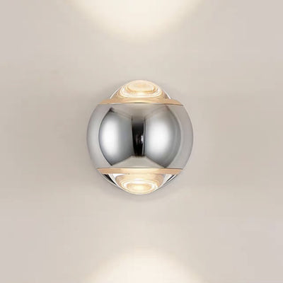 Applique murale LED contemporaine créative ronde orbe rotative en verre, fer et aluminium pour chambre à coucher 