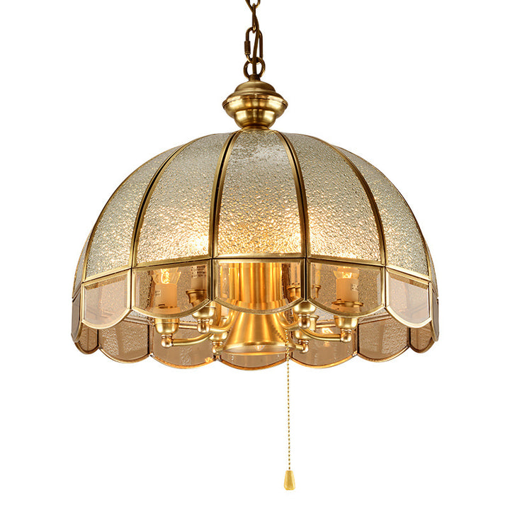 Lustre moderne de luxe en laiton avec abat-jour en verre rond 1/6 lumières pour salon 