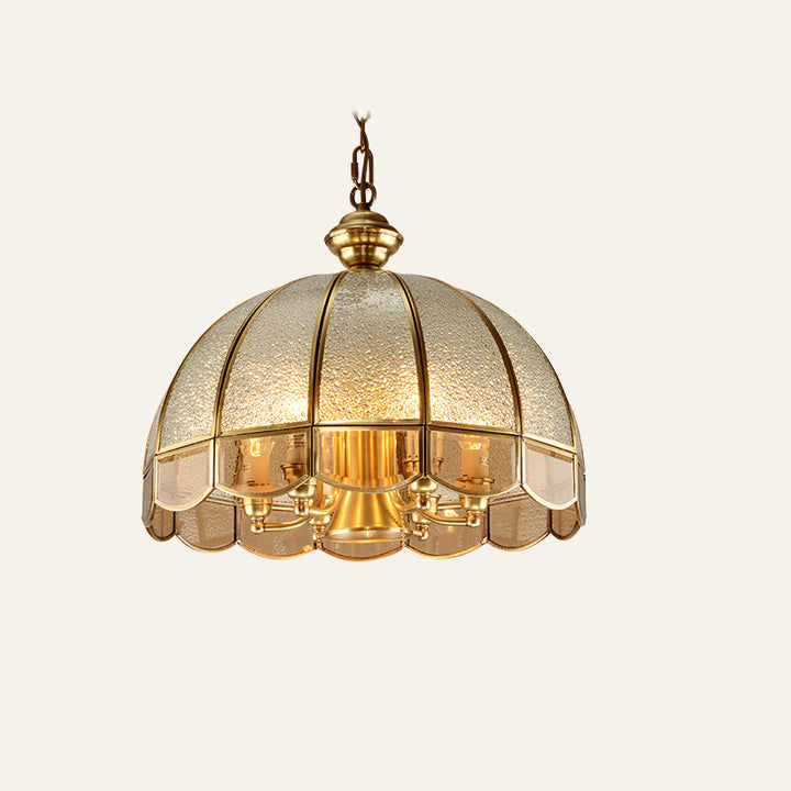 Lustre moderne de luxe en laiton avec abat-jour en verre rond 1/6 lumières pour salon 