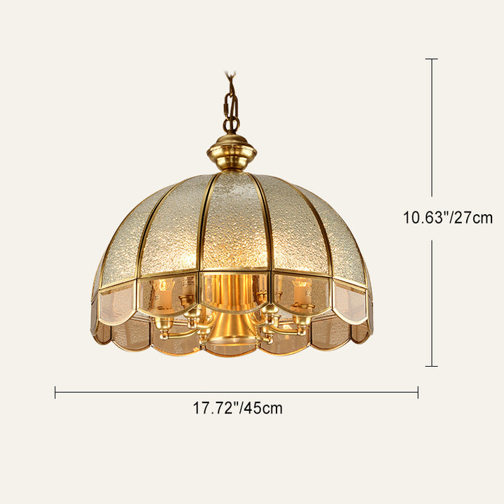 Lustre moderne de luxe en laiton avec abat-jour en verre rond 1/6 lumières pour salon 