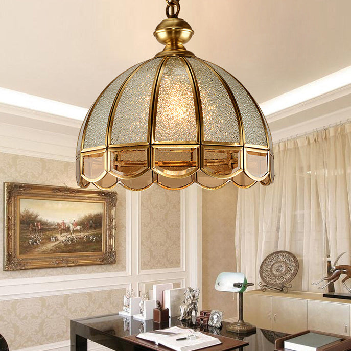Lustre moderne de luxe en laiton avec abat-jour en verre rond 1/6 lumières pour salon 