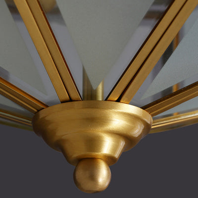 Luz de techo empotrada contemporánea escandinava de vidrio hexagonal cuadrado de cobre y hierro con 2/3 luces para dormitorio 