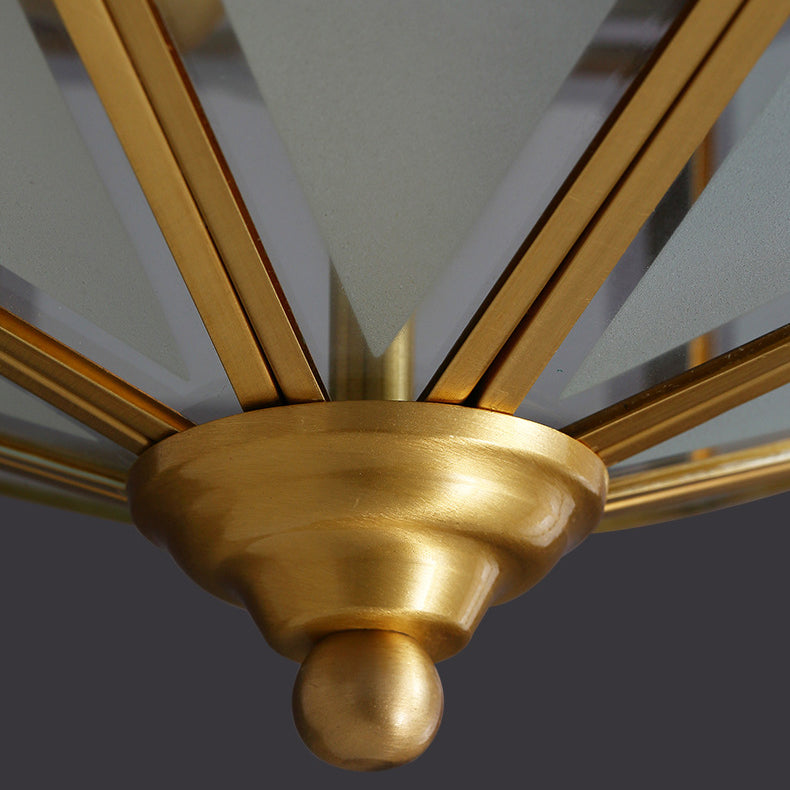 Luz de techo empotrada contemporánea escandinava de vidrio hexagonal cuadrado de cobre y hierro con 2/3 luces para dormitorio 