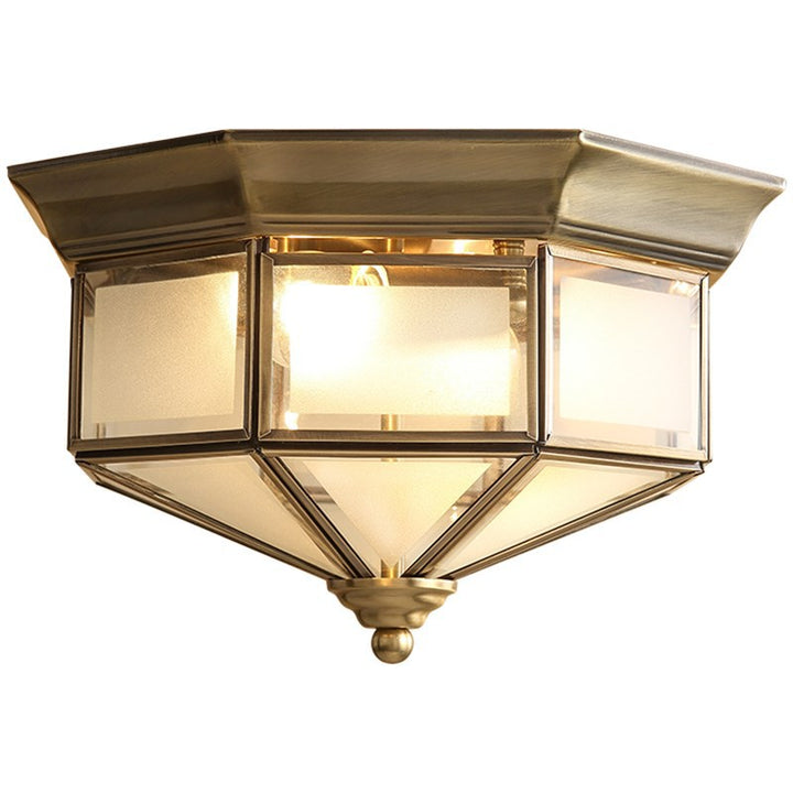 Lustre de plafond contemporain scandinave hexagonal en verre carré cuivre fer 2/3 lumières pour chambre 