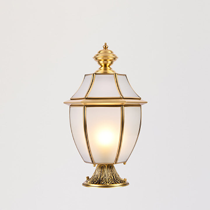 Contemporary Scandinavian Hexagonal Bell Glass Brass 1-Light Outdoor Light For Outdoor Patio