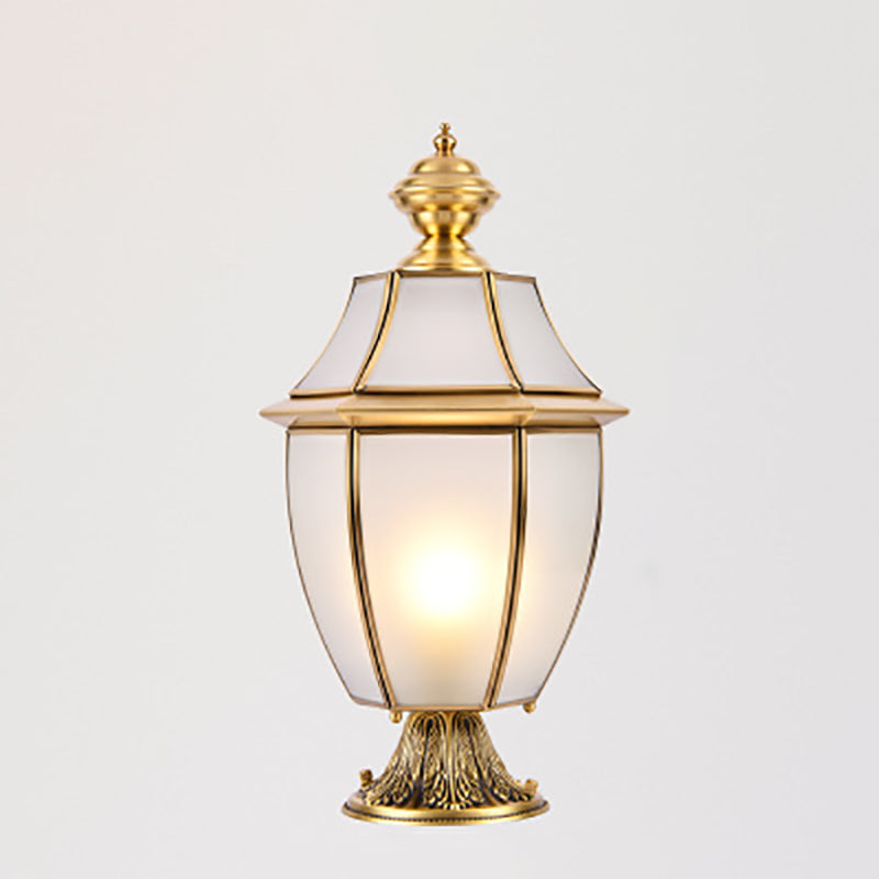 Contemporary Scandinavian Hexagonal Bell Glass Brass 1-Light Outdoor Light For Outdoor Patio