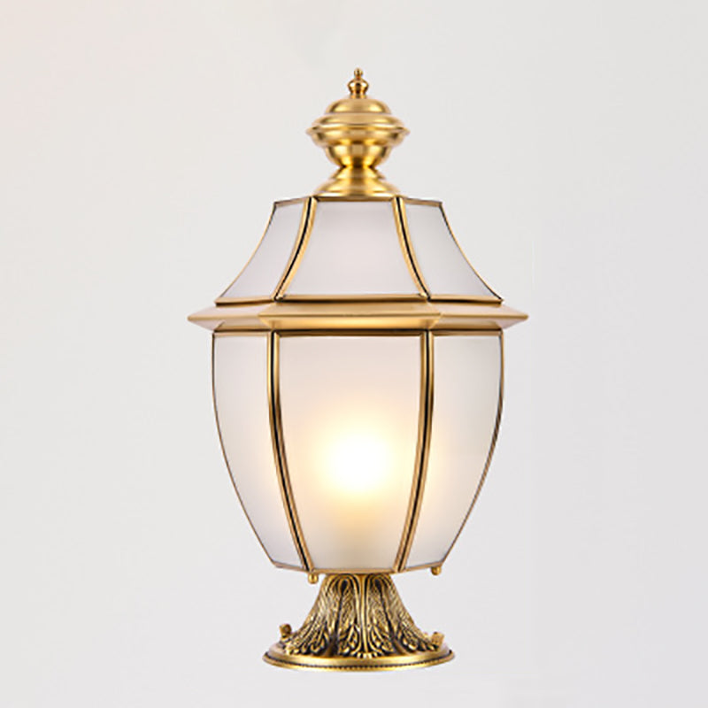 Contemporary Scandinavian Hexagonal Bell Glass Brass 1-Light Outdoor Light For Outdoor Patio