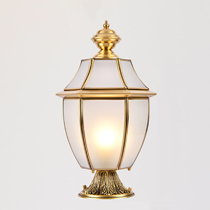 Contemporary Scandinavian Hexagonal Bell Glass Brass 1-Light Outdoor Light For Outdoor Patio