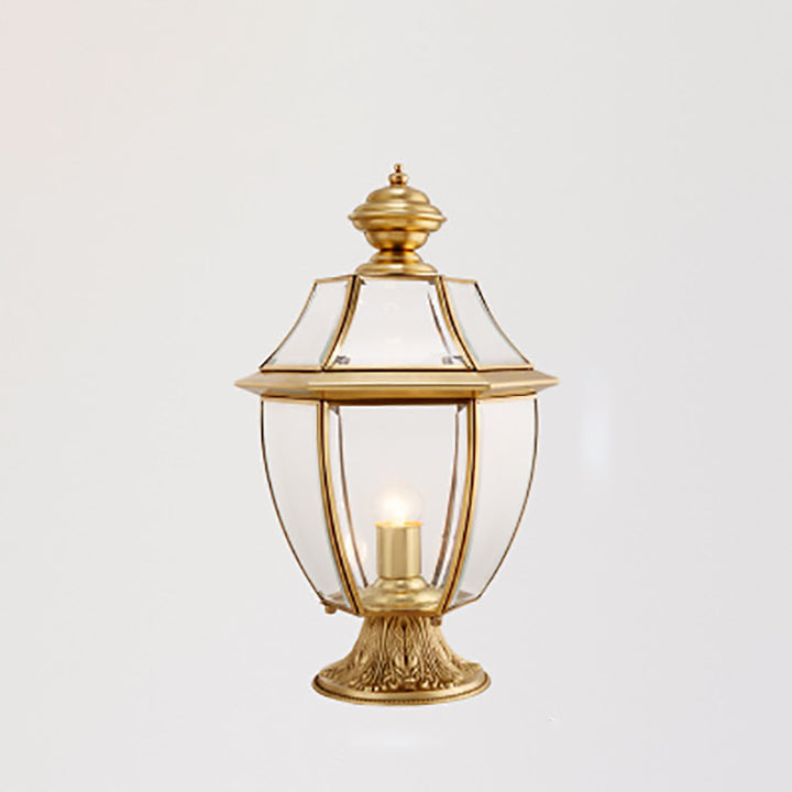 Contemporary Scandinavian Hexagonal Bell Glass Brass 1-Light Outdoor Light For Outdoor Patio