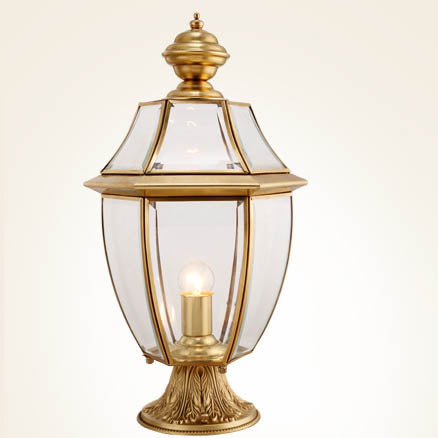 Contemporary Scandinavian Hexagonal Bell Glass Brass 1-Light Outdoor Light For Outdoor Patio