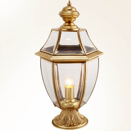 Contemporary Scandinavian Hexagonal Bell Glass Brass 1-Light Outdoor Light For Outdoor Patio