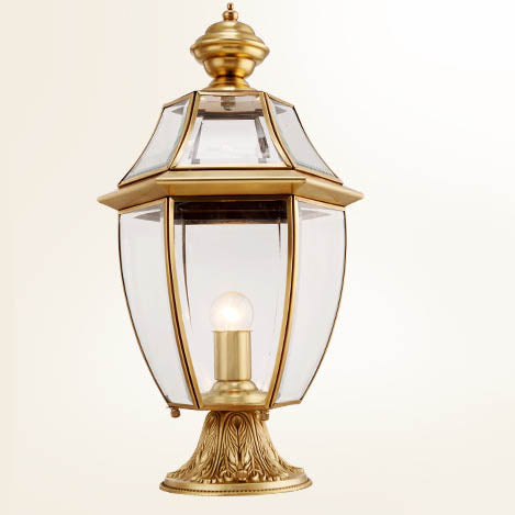 Contemporary Scandinavian Hexagonal Bell Glass Brass 1-Light Outdoor Light For Outdoor Patio