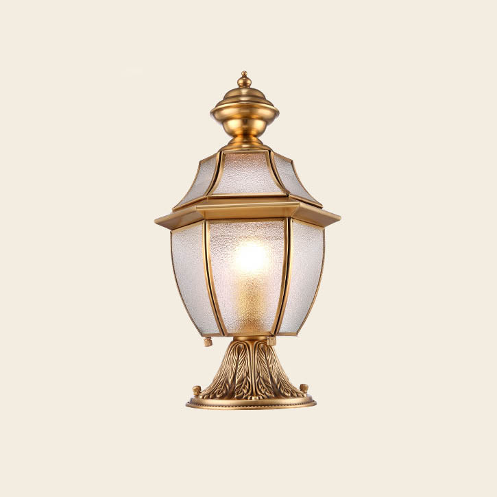 Contemporary Scandinavian Hexagonal Bell Glass Brass 1-Light Outdoor Light For Outdoor Patio
