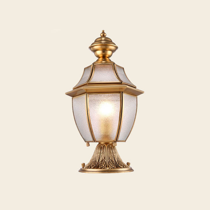 Contemporary Scandinavian Hexagonal Bell Glass Brass 1-Light Outdoor Light For Outdoor Patio