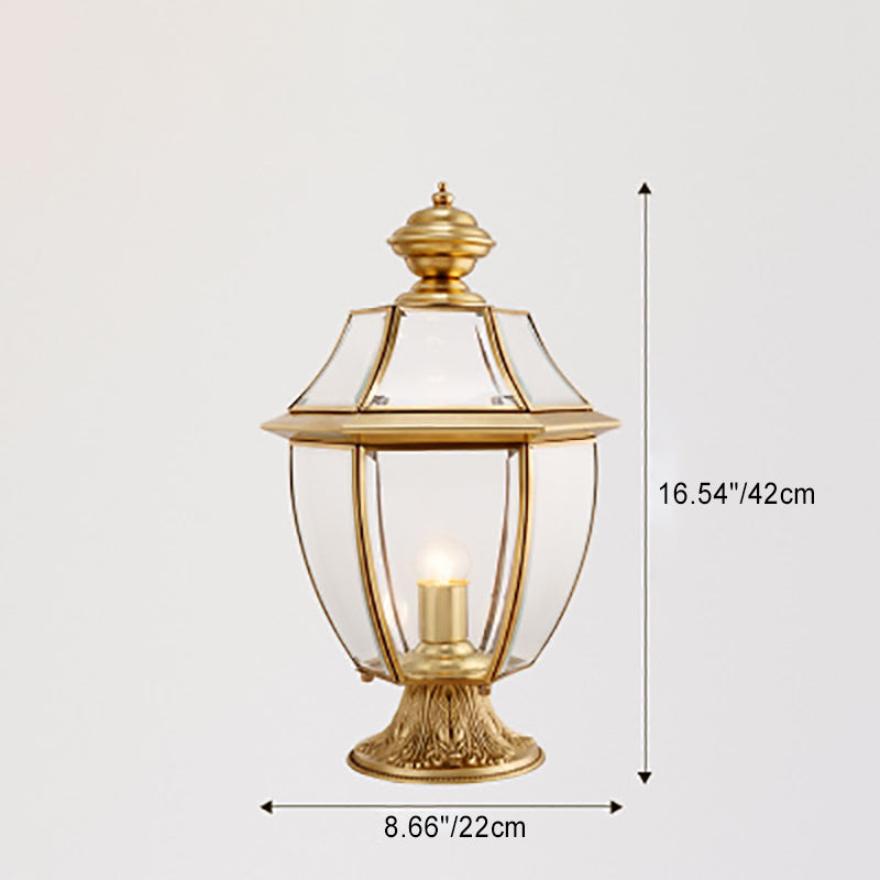 Contemporary Scandinavian Hexagonal Bell Glass Brass 1-Light Outdoor Light For Outdoor Patio