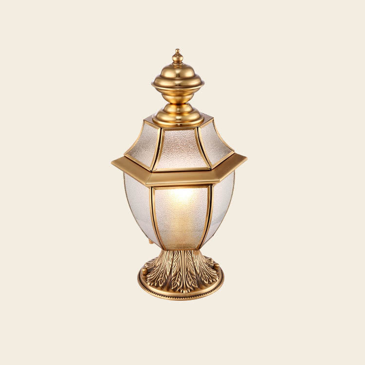 Contemporary Scandinavian Hexagonal Bell Glass Brass 1-Light Outdoor Light For Outdoor Patio