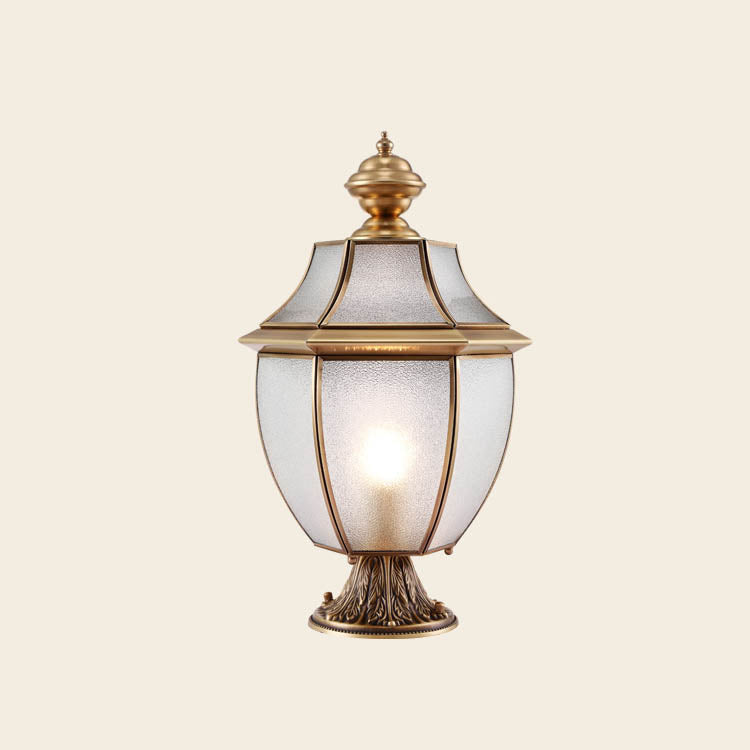 Contemporary Scandinavian Hexagonal Bell Glass Brass 1-Light Outdoor Light For Outdoor Patio