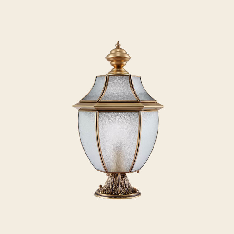Contemporary Scandinavian Hexagonal Bell Glass Brass 1-Light Outdoor Light For Outdoor Patio