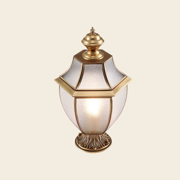 Contemporary Scandinavian Hexagonal Bell Glass Brass 1-Light Outdoor Light For Outdoor Patio
