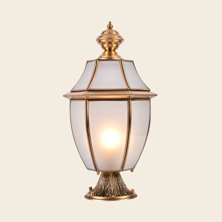 Contemporary Scandinavian Hexagonal Bell Glass Brass 1-Light Outdoor Light For Outdoor Patio