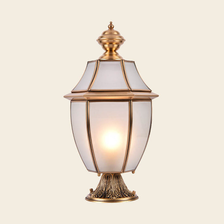 Contemporary Scandinavian Hexagonal Bell Glass Brass 1-Light Outdoor Light For Outdoor Patio