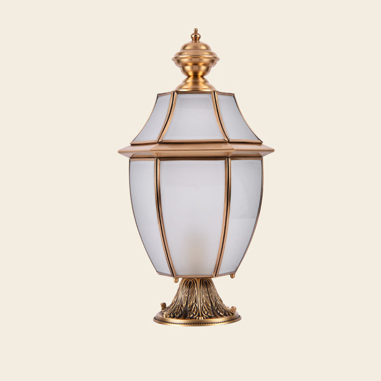Contemporary Scandinavian Hexagonal Bell Glass Brass 1-Light Outdoor Light For Outdoor Patio