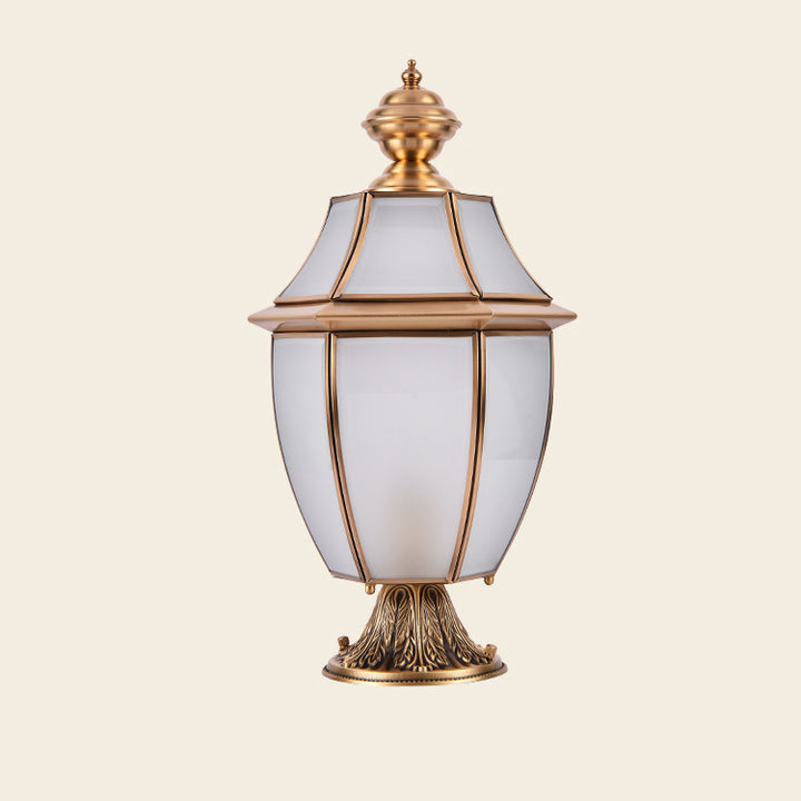 Contemporary Scandinavian Hexagonal Bell Glass Brass 1-Light Outdoor Light For Outdoor Patio