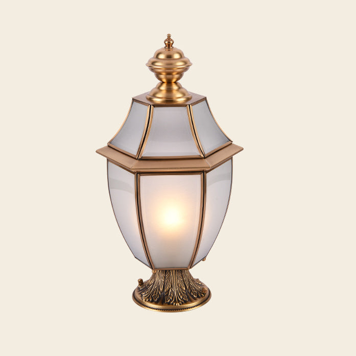 Contemporary Scandinavian Hexagonal Bell Glass Brass 1-Light Outdoor Light For Outdoor Patio