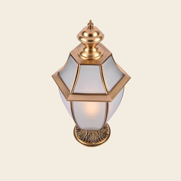 Contemporary Scandinavian Hexagonal Bell Glass Brass 1-Light Outdoor Light For Outdoor Patio