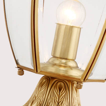 Contemporary Scandinavian Hexagonal Bell Glass Brass 1-Light Outdoor Light For Outdoor Patio