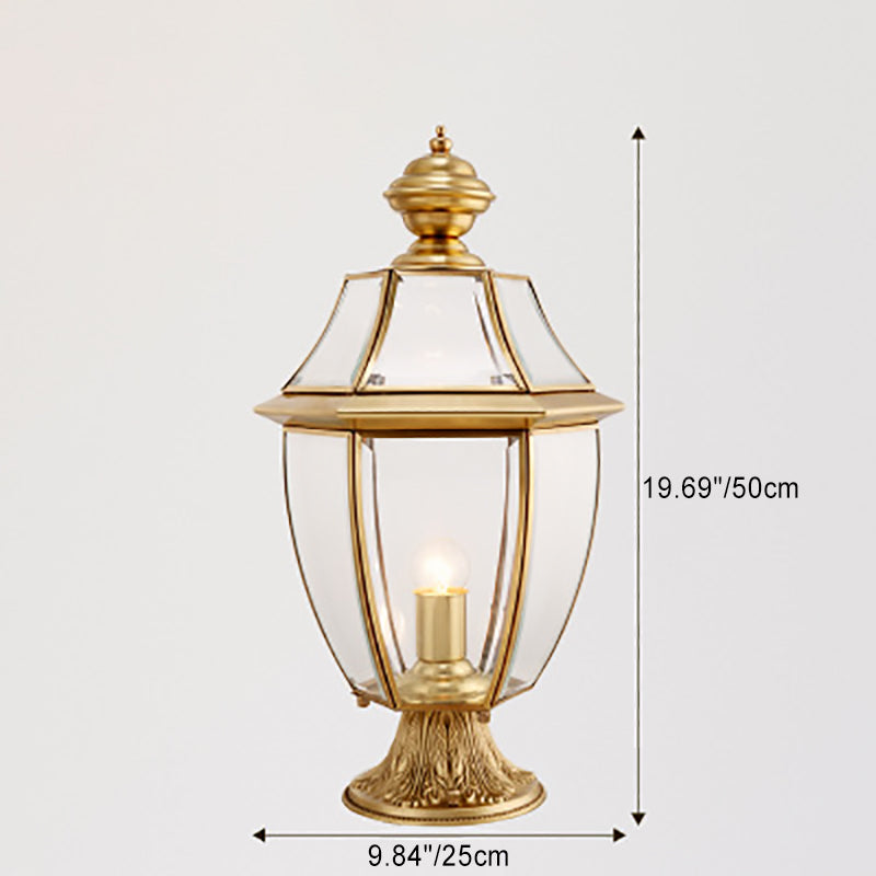 Contemporary Scandinavian Hexagonal Bell Glass Brass 1-Light Outdoor Light For Outdoor Patio