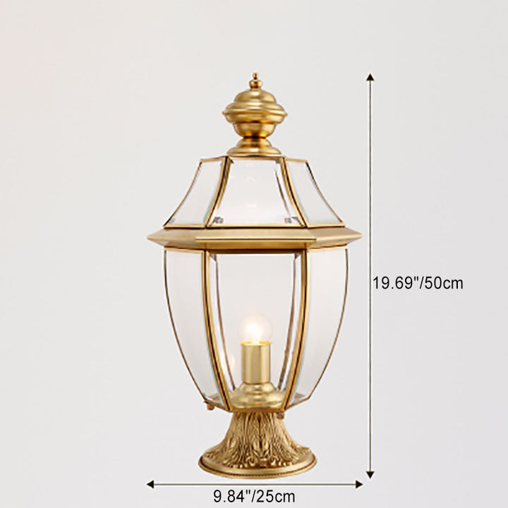 Contemporary Scandinavian Hexagonal Bell Glass Brass 1-Light Outdoor Light For Outdoor Patio