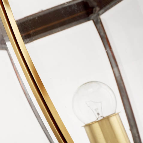 Contemporary Scandinavian Hexagonal Bell Glass Brass 1-Light Outdoor Light For Outdoor Patio