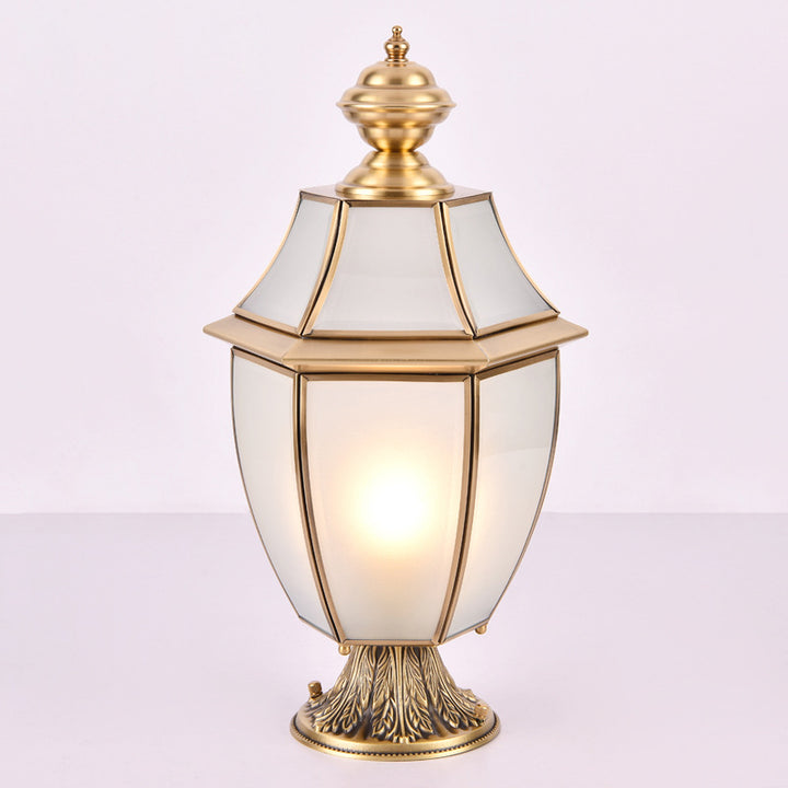 Contemporary Scandinavian Hexagonal Bell Glass Brass 1-Light Outdoor Light For Outdoor Patio