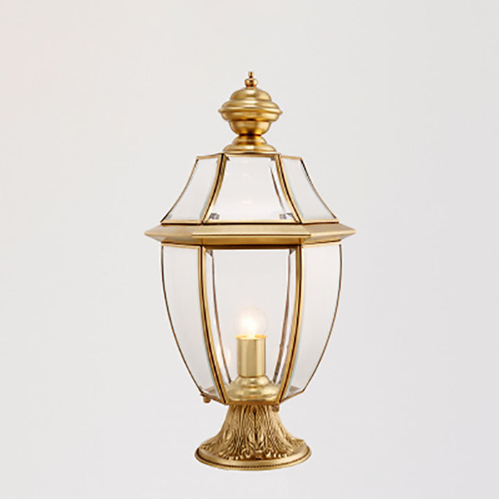 Contemporary Scandinavian Hexagonal Bell Glass Brass 1-Light Outdoor Light For Outdoor Patio