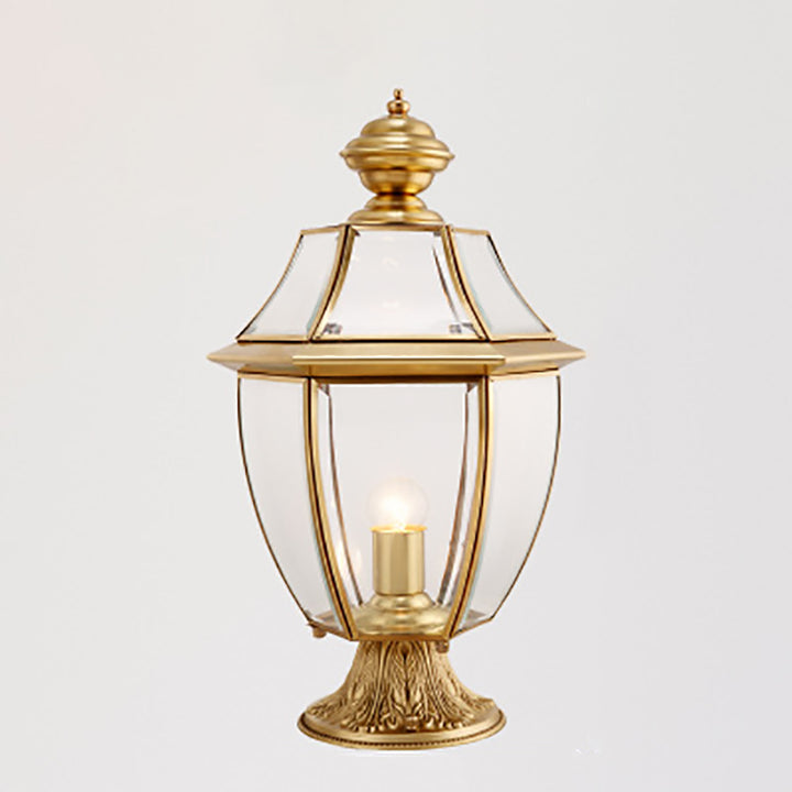 Contemporary Scandinavian Hexagonal Bell Glass Brass 1-Light Outdoor Light For Outdoor Patio