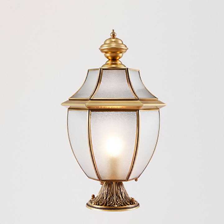 Contemporary Scandinavian Hexagonal Bell Glass Brass 1-Light Outdoor Light For Outdoor Patio